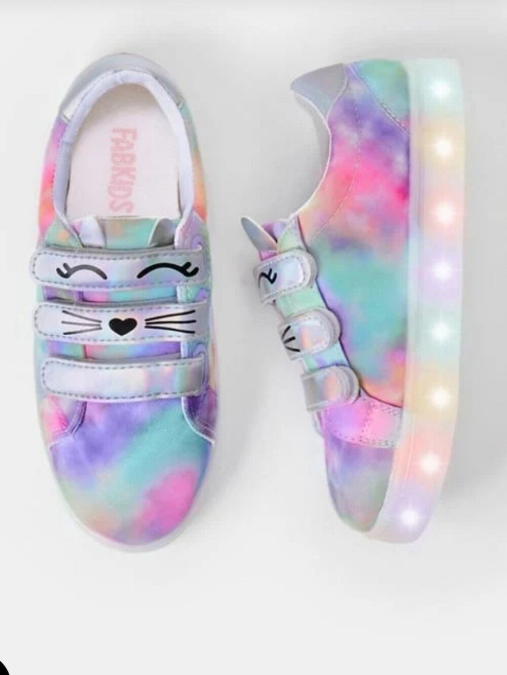 NWOT Kids Light-Up Tie-Dye Cat Sneaker - Multicolor, Size 7T